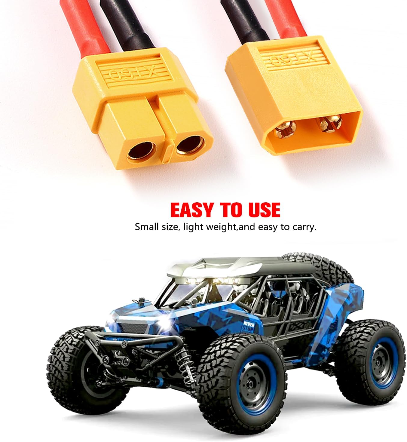 2 Pezzi Cavo Adattatore XT60 Serie 2 Lipo, Aumento Tensione, Connettore M/F, Specifico per Modellismo Dinamico, Silicone, Plastica | Giallo, Rosso, Nero