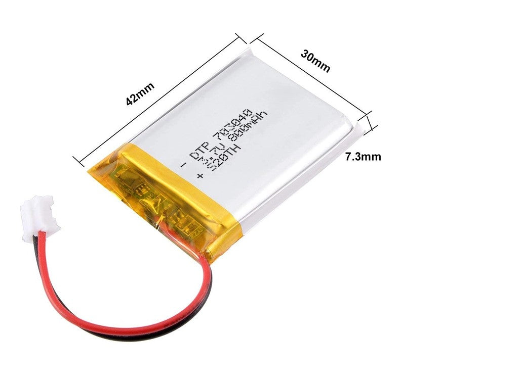 803040 Rechargeable Lipo Battery (3.7v, 1000mAh Lipo) for Speaker, Bluetooth, GPS, PDA,
