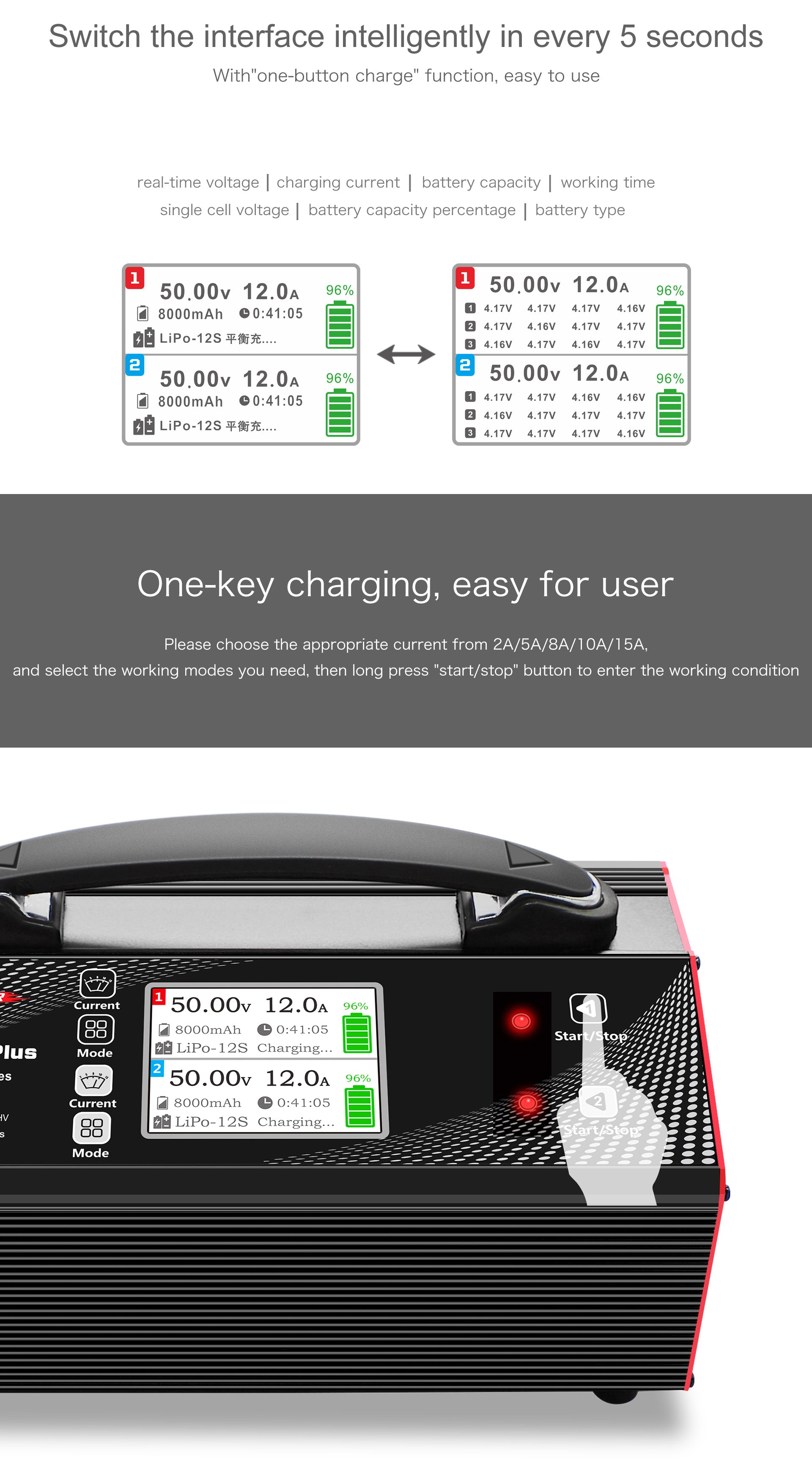 UP1200AC PLUS Doppio Caricabatterie 2X600W 15A per Batterie 6-12S UAV Drone - Ricarica Efficiente e Sicura per Professionisti e Hobbisti