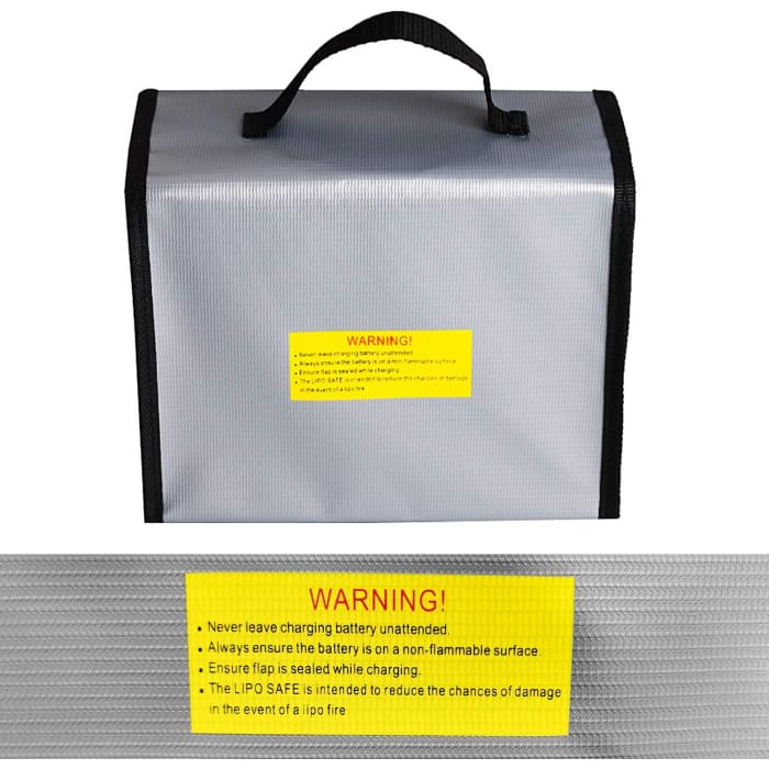 LiPo Safe Bag 215 x 145 x 165 mm | Borsa di Sicurezza Resistente alle Alte Temperature per Batterie LiPo | Custodia per Ricarica, Trasporto e Stoccaggio Batterie RC