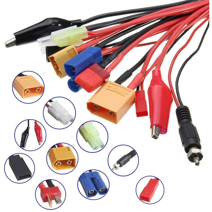 10-in-1 Banana Plug RC Caricatore Lipo Adattatore Cavo XT90 XT60 JST EC5 T Plug Tamiya Mini Tamiya Glow Ignitor Futaba Alligator Clips per RC Auto DJI.