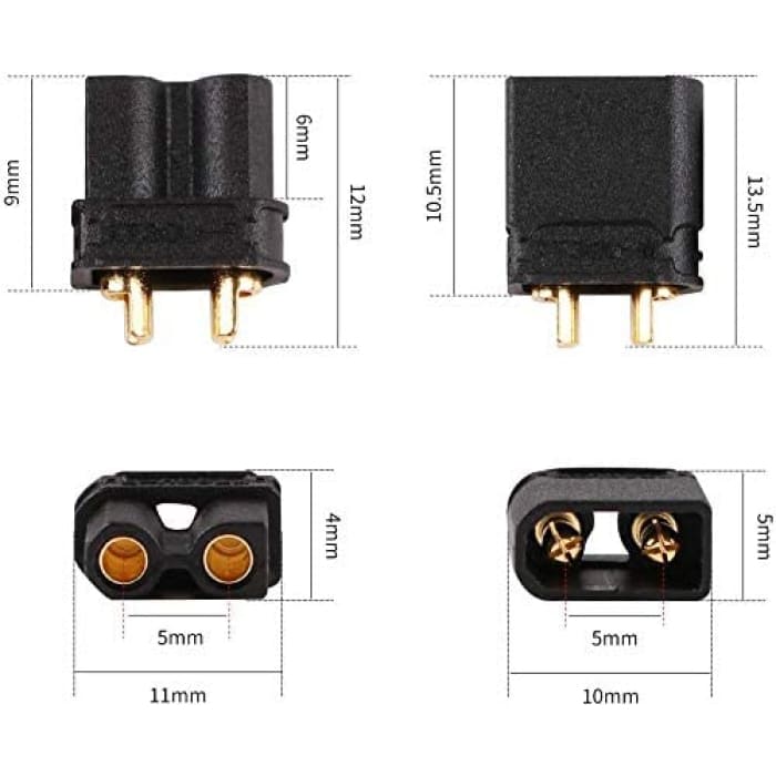 10 Paia XT30 di Alta qualità, Maschio-Femmina, Connettori per Batterie da Modellismo Rc Lipo.