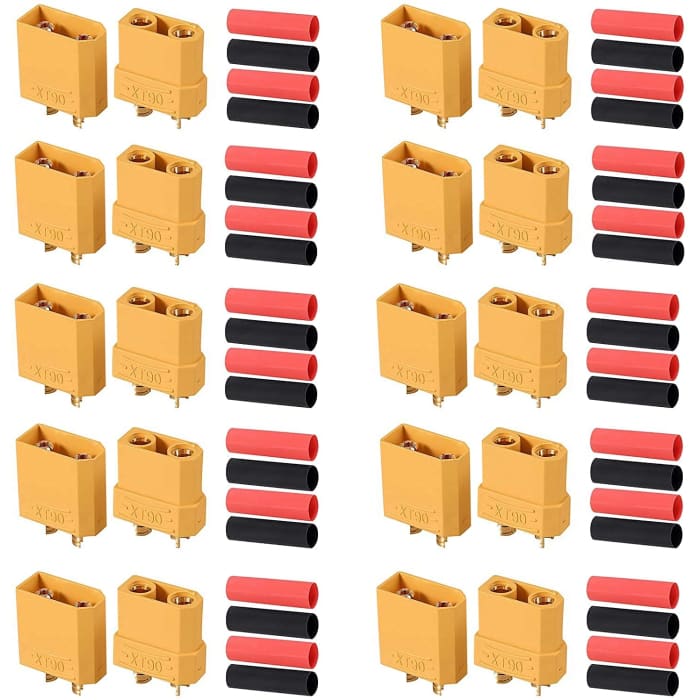 10 Paia Connettori XT90 di Alta qualità, Maschio-Femmina, Connettori per Batterie da Modellismo Rc Lipo.