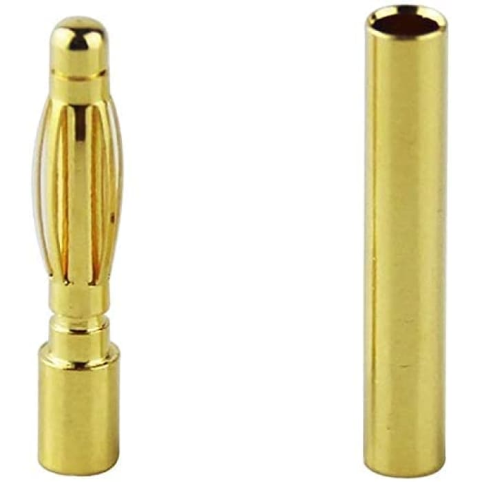 10 Paia di Connettori Banana da 2 mm Batterie Modellismo RC Lipo, Colore Oro.