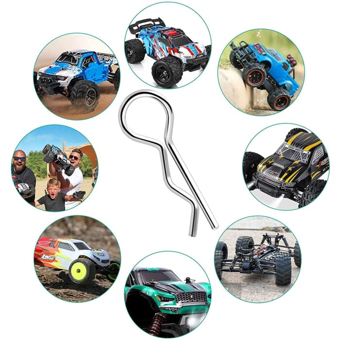 Acciaio Inossidabile Rc Auto Shell Body Clip Pin 1/16 Corpo Shell Clip Rc Modelli, 10 Pezzi.