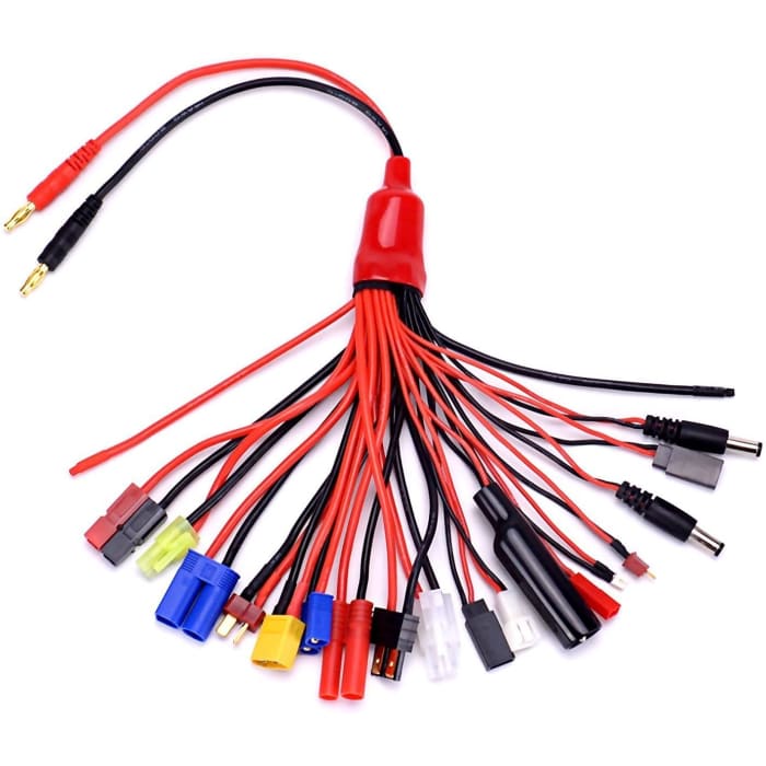 19-in-1 Banana Plug Rc Caricatore Lipo Adattatore Cavo Imax/B6/B6Ac/Trx/Jst/Futaba/T-Plug/Xt60/Ec3/Ec5/Hxt4Mm/Tamiya/Traxxas per Rc Auto Elicotteri Quadricotteri DJI.