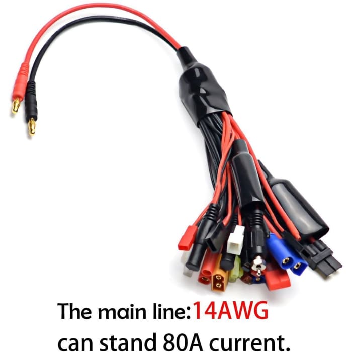 19-in-1 Banana Plug Rc Caricatore Lipo Adattatore Cavo Imax/B6/B6Ac/Trx/Jst/Futaba/T-Plug/Xt60/Ec3/Ec5/Hxt4Mm/Tamiya/Traxxas per Rc Auto Elicotteri Quadricotteri DJI.