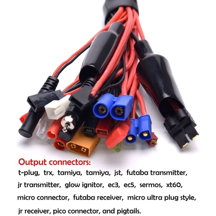19-in-1 Banana Plug Rc Caricatore Lipo Adattatore Cavo Imax/B6/B6Ac/Trx/Jst/Futaba/T-Plug/Xt60/Ec3/Ec5/Hxt4Mm/Tamiya/Traxxas per Rc Auto Elicotteri Quadricotteri DJI.