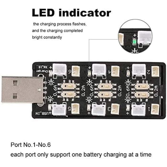 1S LiPo Batteria Caricabatterie USB 3.8V/ 4.35V 6 Canali Caricabatterie LiSV 1S Piccolo Tiny Whoop Blade Inductrix Micro JST 1.25 JST-PH 2.0 mCX mCPX Connettori.