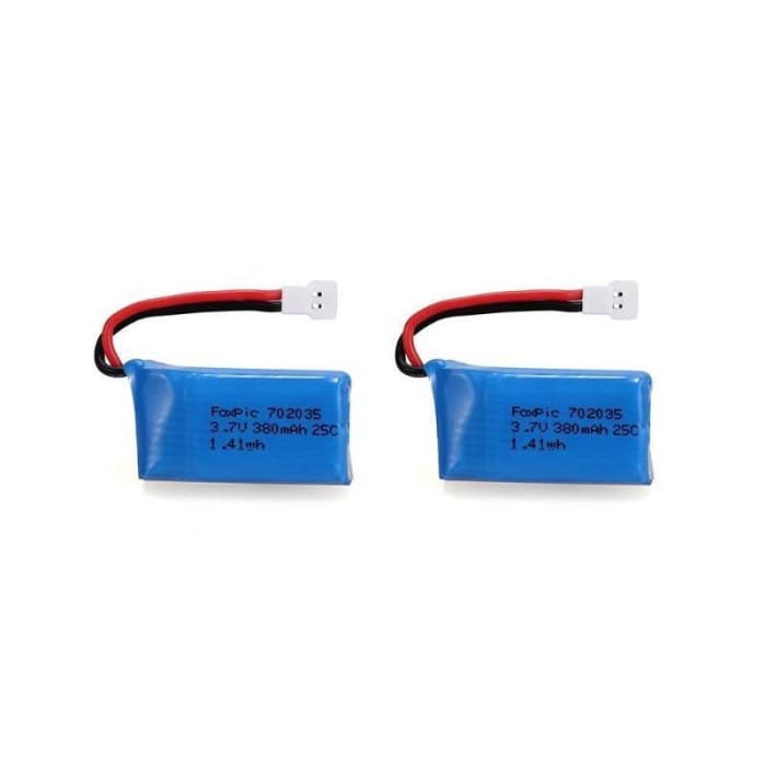 2 Pezzi Batterie Lipo Ricaricabili 3.7v, 380mAh per Rc Droni Quadricotteri HUBSAN X4 H107L H107C H107D H107 V252 JXD 385.