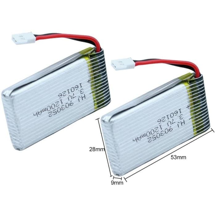 2 Pezzi Batteria Lipo Ricaricabile (3.7v, 1200mAh Lipo) per Rc Droni Quadricotteri Syma X5SC X5SW.