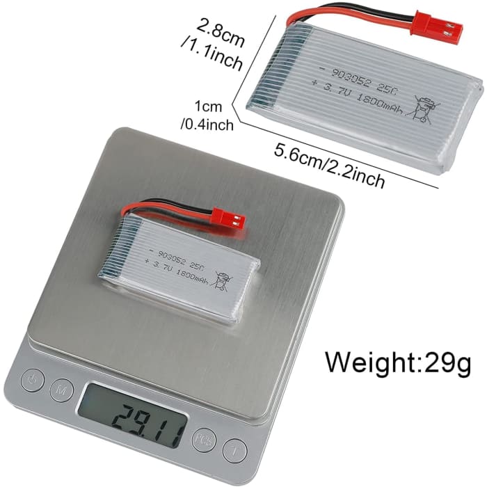 2 Pezzi Batteria li-po da 3.7V 1800mAh 25C con spina JST per quadricottero JJRC H11D H11C HQ898B elicottero RC.