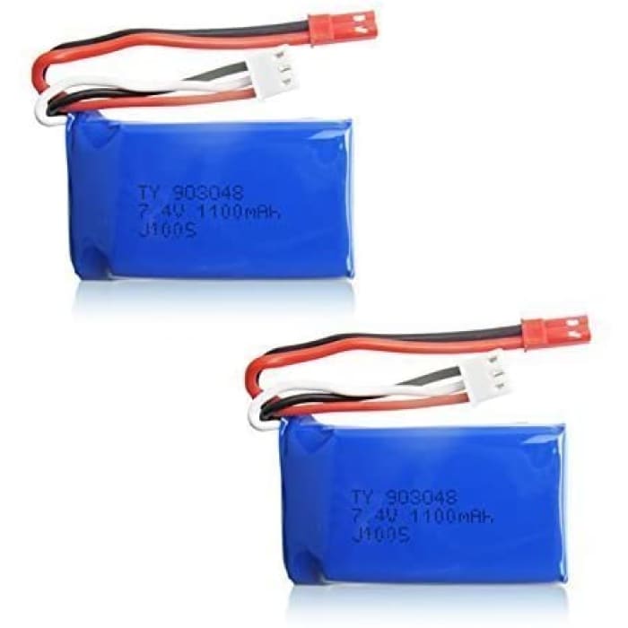 2 Pezzi Batterie Lipo Ricaricabile (7.4V 1100mAh) per Drone Auto Wltoys A949 A959 A969 A979 V912 V913 V262 L959 T23 T55 F45.