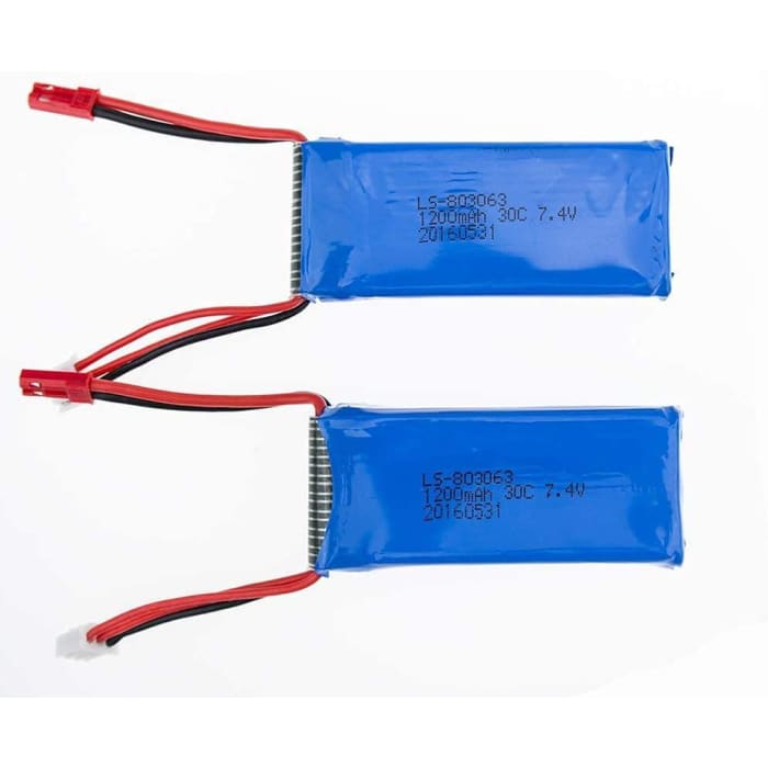 2 Pezzi Batterie Lipo Ricaricabile (7.4V 1200 mAh) per Rc Droni Quadricotteri MJX X101, Yizhan X6 Tarantula, JJRC H16.