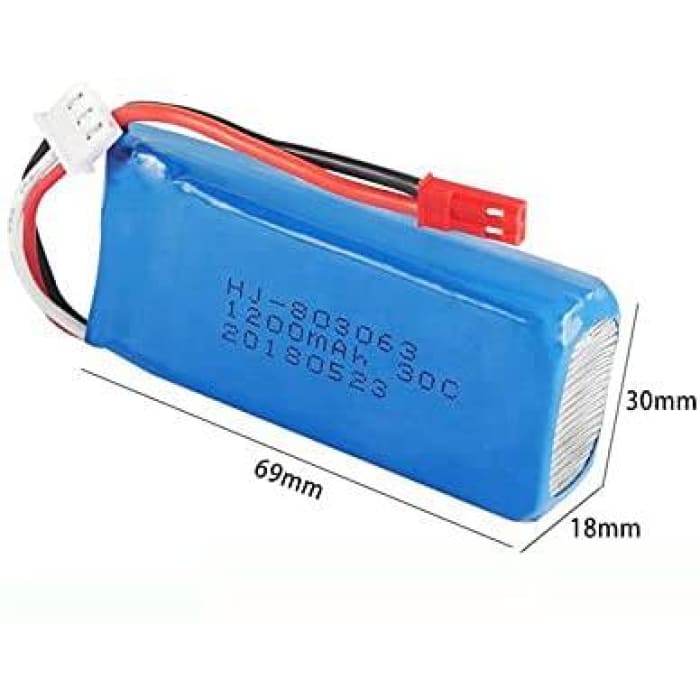 2 Pezzi Batterie Lipo Ricaricabile (7.4V 1200 mAh) per Rc Droni Quadricotteri MJX X101, Yizhan X6 Tarantula, JJRC H16.