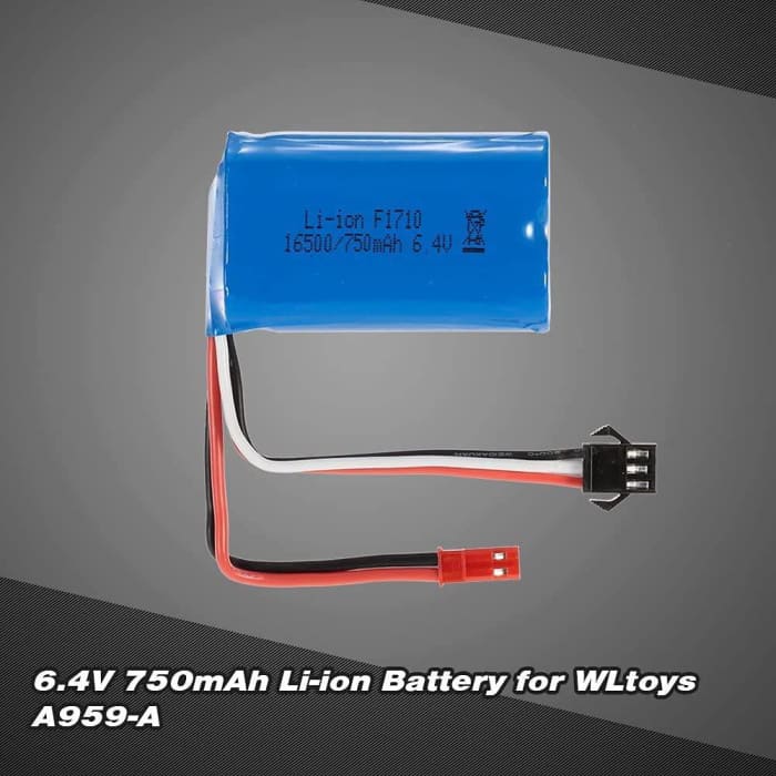 2 Pezzi Batteria Lipo Ricaricabile (6.4V 750mAh) per Auto per A959-A A969-A A979-A K929-A Camion RC 16500.