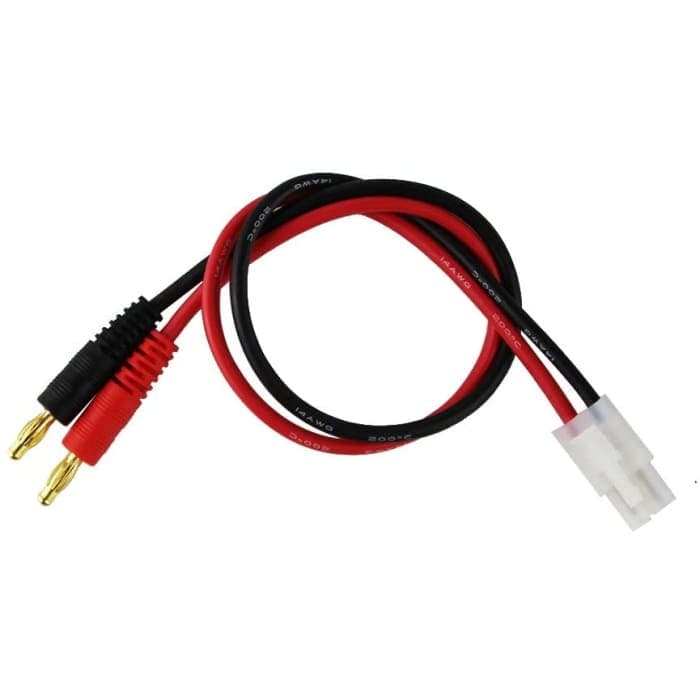 2 Pezzi Cavo di ricarica Tamiya su 4 mm oro contatto spina a Banana 14AWG 30 CM.