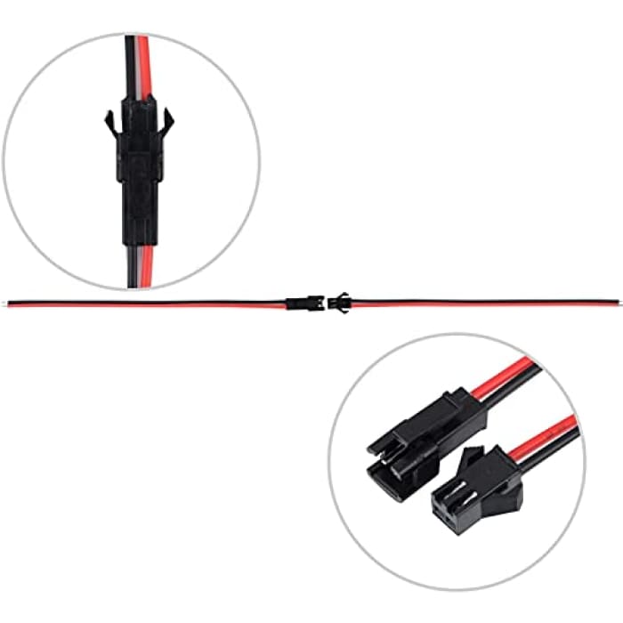 Cavo Coppie JST 2PIN 22AWG Lunghezza Totale mm135 (20 Maschi + 20 Femmine).
