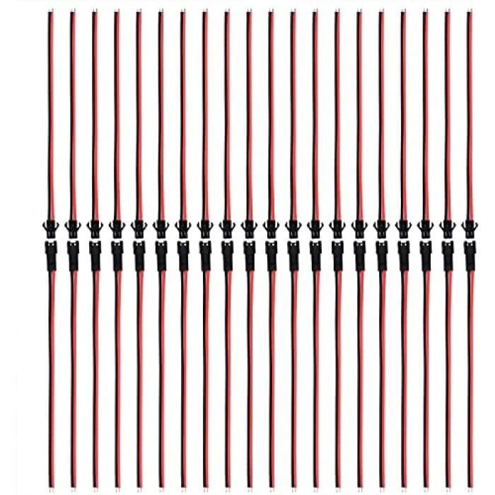 Cavo Coppie JST 2PIN 22AWG Lunghezza Totale mm135 (20 Maschi + 20 Femmine).