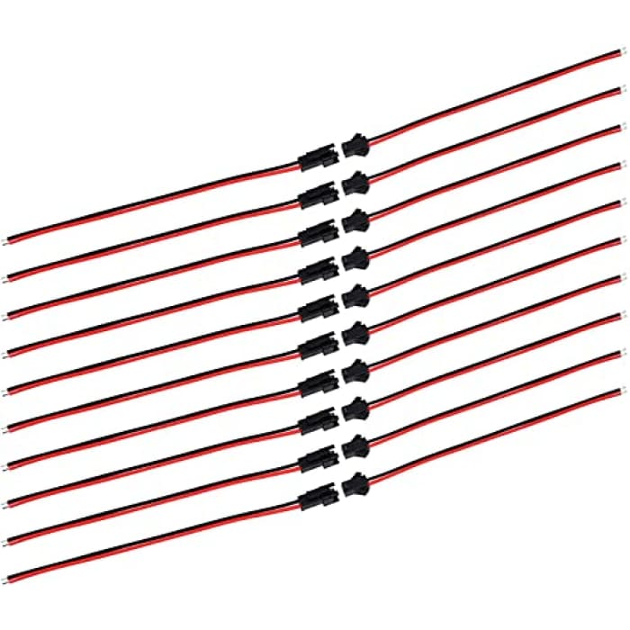Cavo Coppie JST 2PIN 22AWG Lunghezza Totale mm135 (20 Maschi + 20 Femmine).