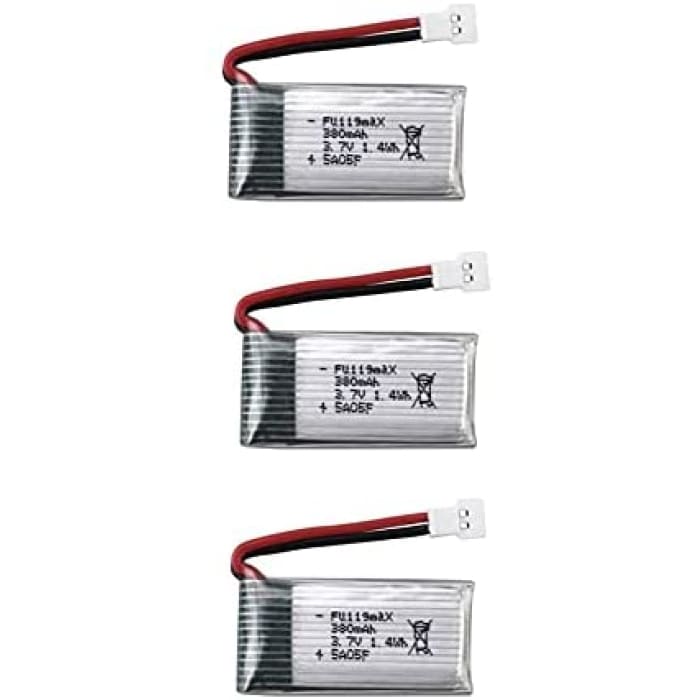 3 Pezzi Batteria Lipo Ricaricabile 3.7v 380mAh per Hubsan X4 H107c H107d H107L,Syma X11 X11C, HS170 Rc Quadricottero.
