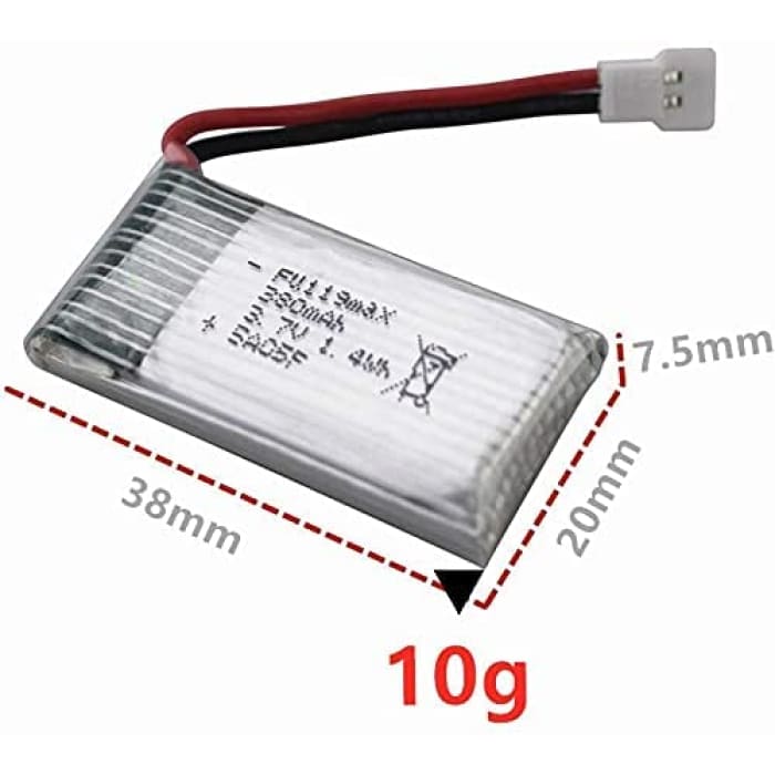 3 Pezzi Batteria Lipo Ricaricabile 3.7v 380mAh per Hubsan X4 H107c H107d H107L,Syma X11 X11C, HS170 Rc Quadricottero.