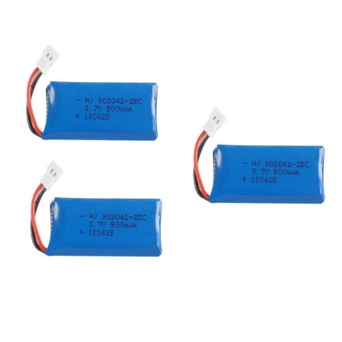 3 Pezzi Batterie Lipo Ricaricabili 3.7v, 500mAh per Rc Droni Quadricotteri HUBSAN X4 H107L H107C H107D H107 V252 JXD 385.