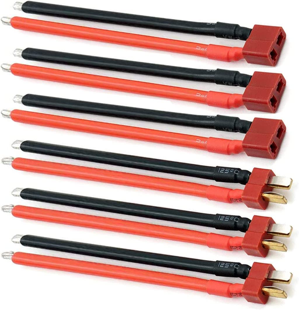 3 Pezzi Cavo con Filo 14AWG Deans Style T Plug Cavo di Collegamento Batteria RC.