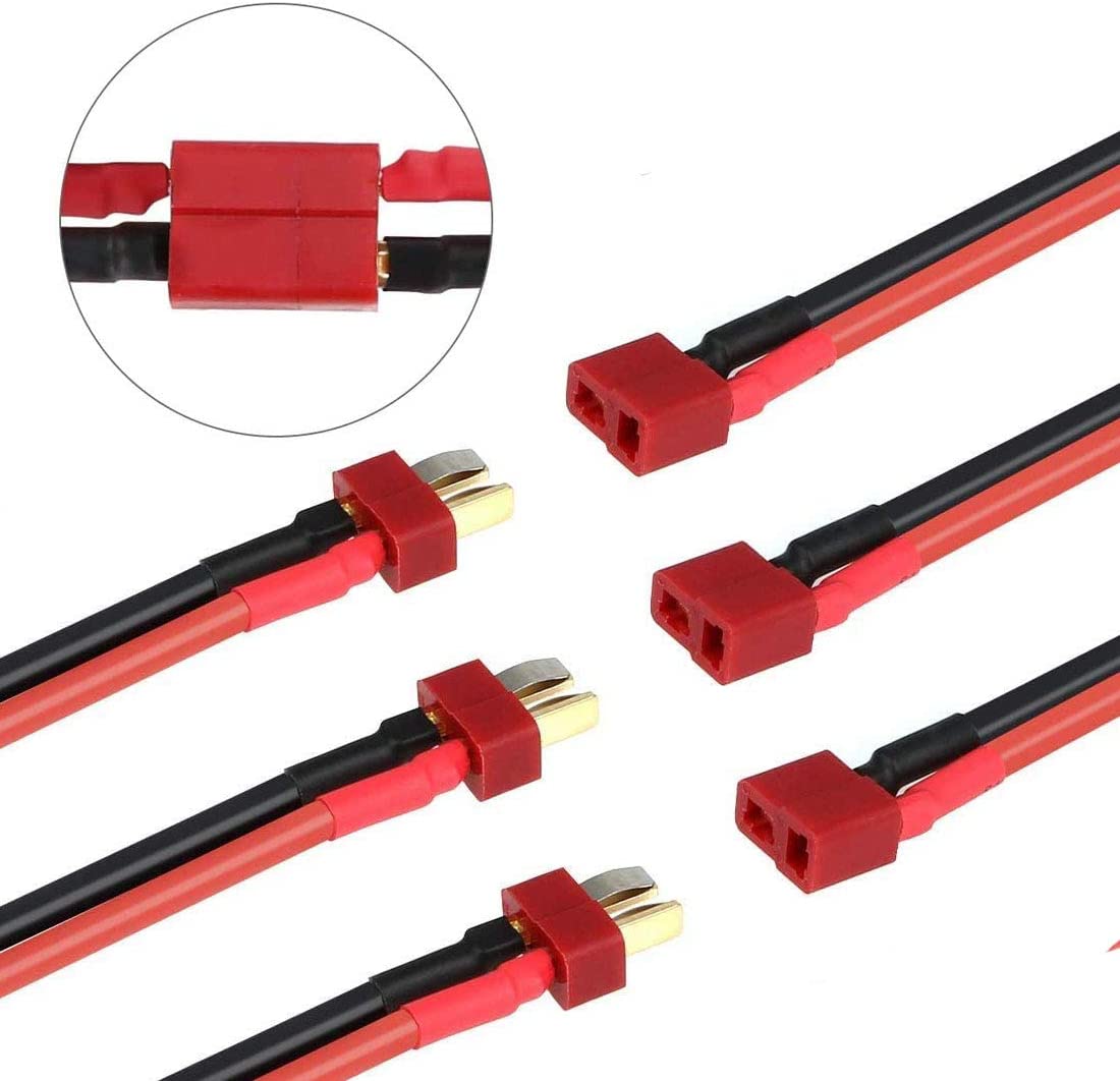 3 Pezzi Cavo con Filo 14AWG Deans Style T Plug Cavo di Collegamento Batteria RC.