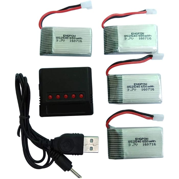 4 Pezzi Batteria per Syma Drone x5C X5 3.7V 650mAh 25C Lipo avanzato + Caricatore 4 in 1.
