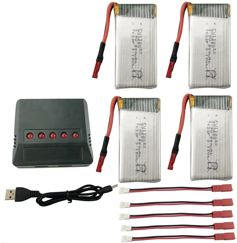 4 Pezzi Batteria di Ricambio da 3.7V 850mAh Li-Po per Quadricottero RC Drone Syma X56 X56W X54HW X54HC Pieghevole.