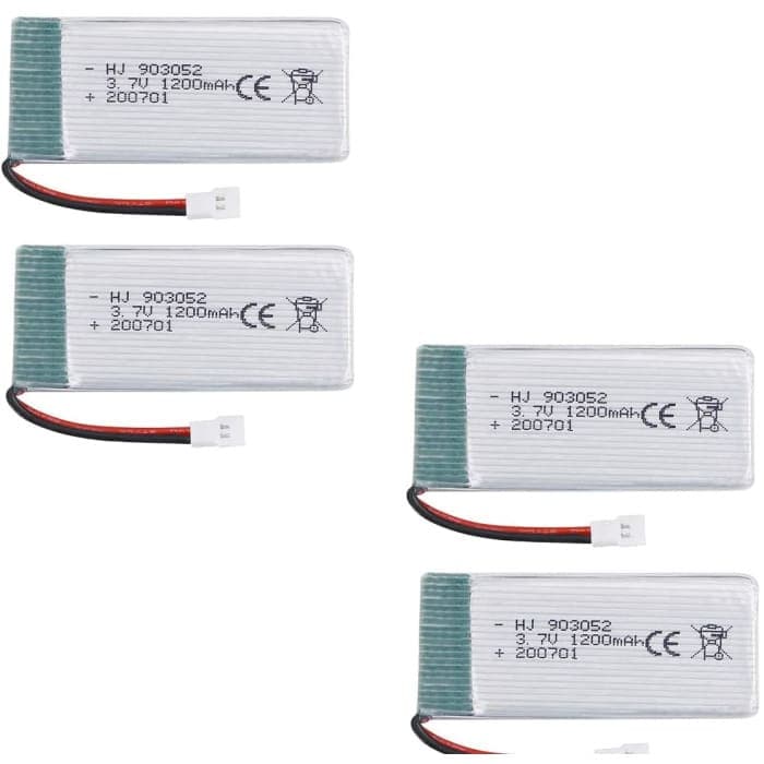 4 Pezzi Batteria Lipo Ricaricabile (3.7v, 1200mAh Lipo) per Rc Droni Quadricotteri Syma X5SC X5SW.