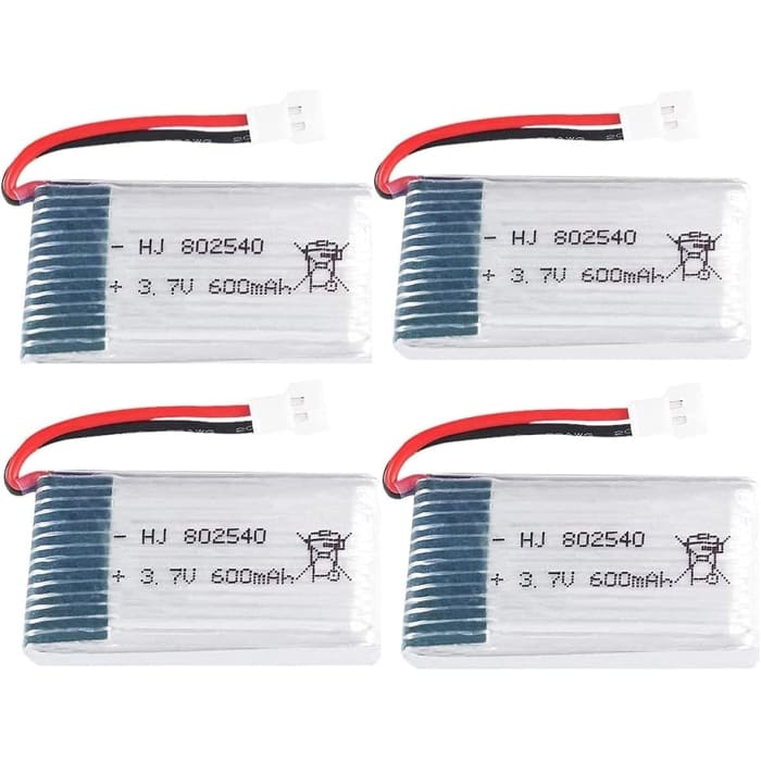 4 Pezzi Batteria Lipo Ricaricabile 3.7v, 600 mAh per Rc Droni Quadricotteri Syma X5 X5C X5SC X5SW, Cheerson CX-30W, Skytech M68, Wltoys F949.