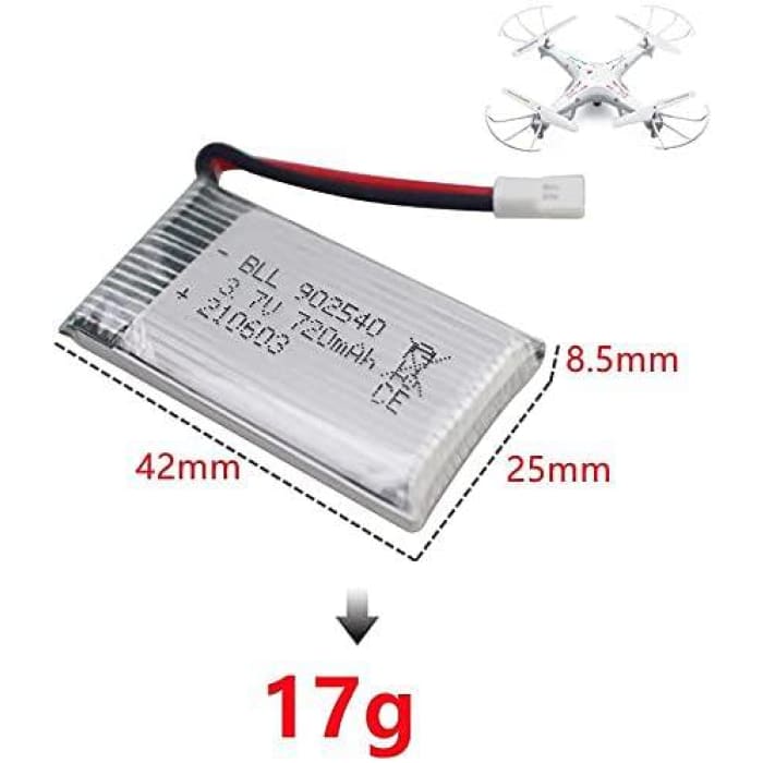 4 Pezzi Batteria Lipo Ricaricabile (3.7v, 720mAh Lipo) per Rc Droni Quadricotteri Syma X5 X5C X5SC X5SW, Cheerson CX-30W, Skytech M68, Wltoys F949 + Caricatore.