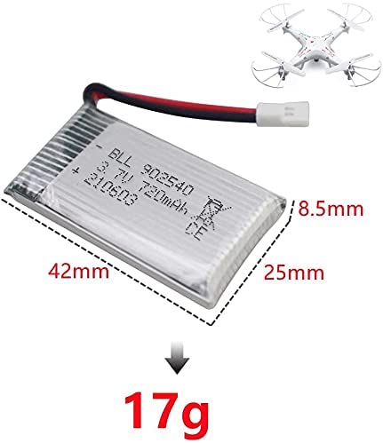 4 Pezzi Batteria Lipo Ricaricabile (3.7v, 720mAh Lipo) per Rc Droni Quadricotteri Syma X5 X5C X5SC X5SW, Cheerson CX-30W, Skytech M68, Wltoys F949.
