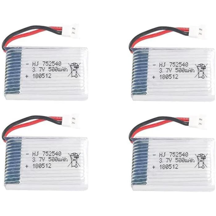 4 Pezzi Batterie Lipo Ricaricabili 3.7v, 500mAh per Rc Droni Quadricotteri Syma X5 X5C X5SC X5SW, Cheerson CX-30W, Skytech M68, Wltoys F949.