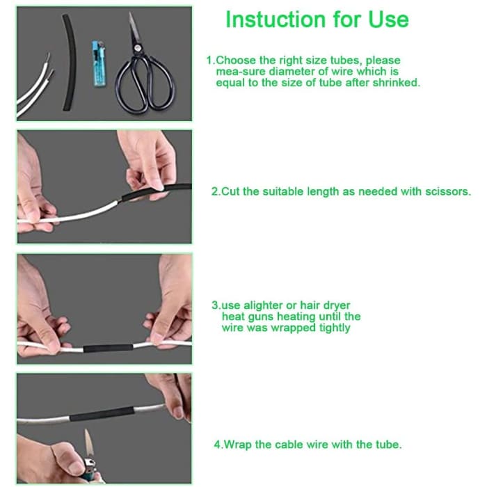 4 Pezzi di Tubo Shrink Nero da 4 mm per 1,5 (Totale Metri 6).