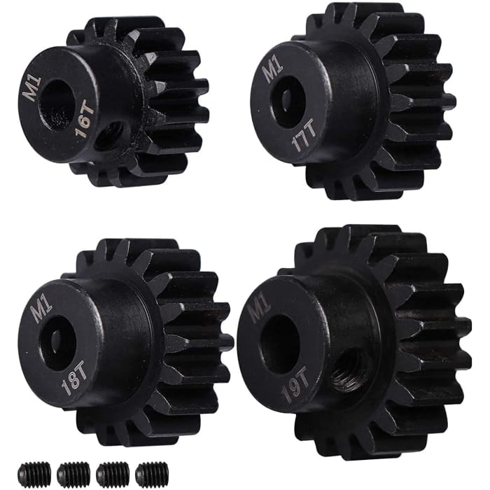 4 Pezzi Pignoni 16T 17T 18T 19T M1 5mm Shaft Gear Module Pinion per Motore Brushless 1:8 1/8 RC Monster/Buggy/Camion.