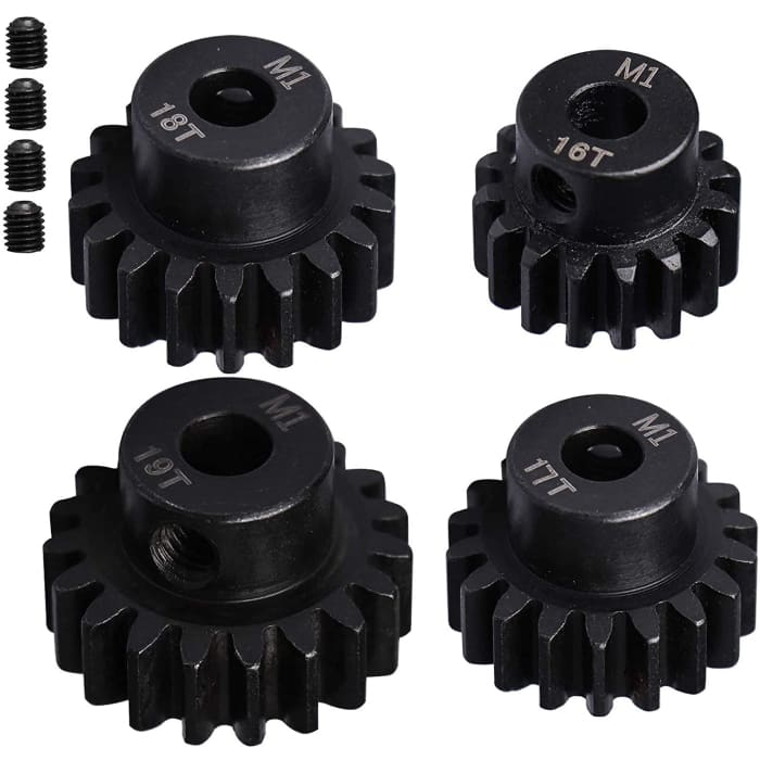 4 Pezzi Pignoni 16T 17T 18T 19T M1 5mm Shaft Gear Module Pinion per Motore Brushless 1:8 1/8 RC Monster/Buggy/Camion.
