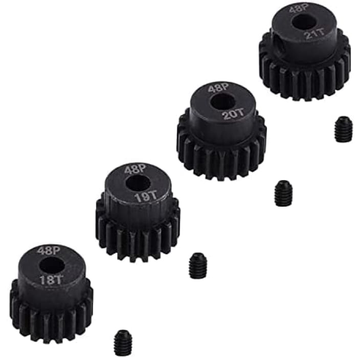 4 Pezzi Pignoni 18T 19T 20T 21T 48DP 3,175mm Shaft Gear Module Pinion per Motore Brushless 1:10 1/10 RC Monster/Buggy/Camion.