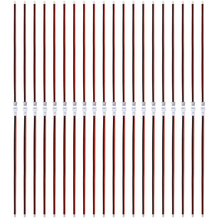 40 Pezzi Connettori JST Micro Pico 1,25mm 2 Pin Maschio + Femmina con Filo 80/100mm.