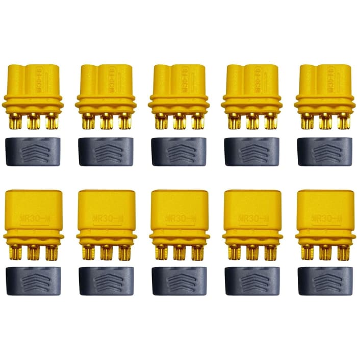 5 Paia Connettori MR 30 per Batterie da Modellismo RC Lipo.