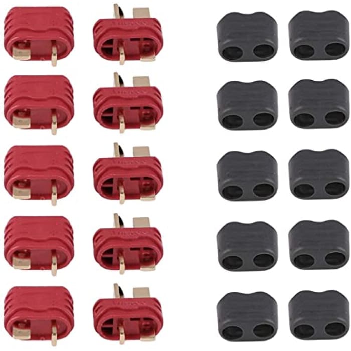 5 Paia T-Plug di Alta qualità, Maschio-Femmina con Guaina di Protezione, Connettori per Batterie da Modellismo RC Lipo.