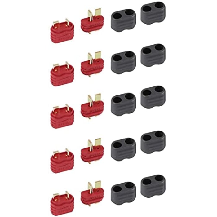 5 Paia T-Plug di Alta qualità, Maschio-Femmina con Guaina di Protezione, Connettori per Batterie da Modellismo RC Lipo.