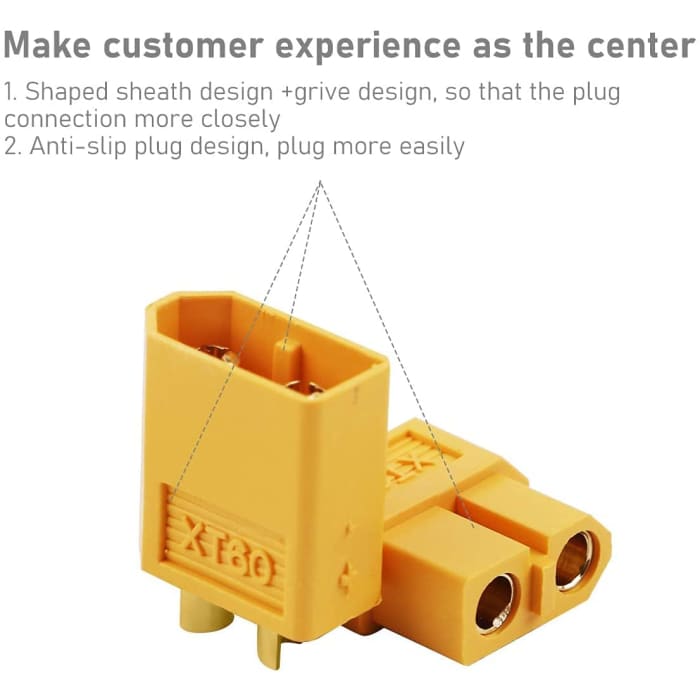 XT60 di Alta qualità, Maschio-Femmina, Connettori per Batterie da Modellismo Rc Lipo, 5 Paia, Colore Giallo.