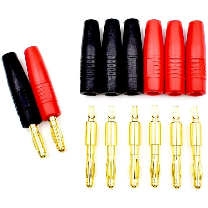 5 Paia di Connettori Banana da 4 mm Batterie Modellismo RC Lipo + Cover Protezione.
