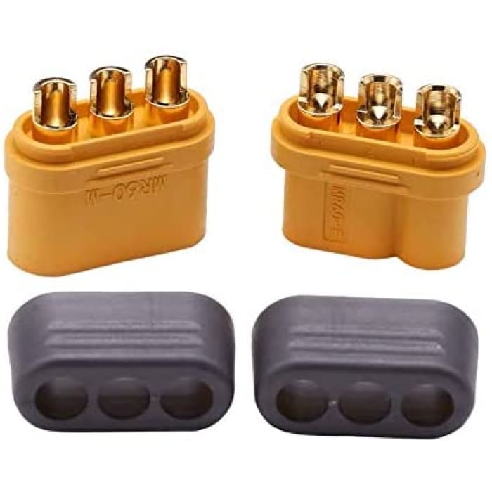 5 Paia di connettori MR60 di Alta qualità, Maschio-Femmina con Guaina di Protezione , Connettori per Batterie da Modellismo RC Lipo.
