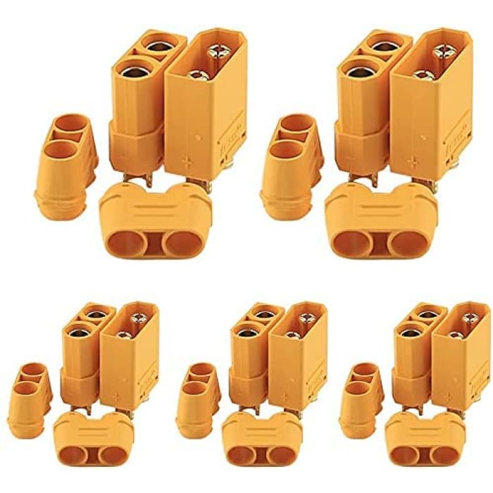 5 Paia XT90H di Alta qualità, Maschio-Femmina con Passafilo, Connettori per Batterie da Modellismo RC Lipo.