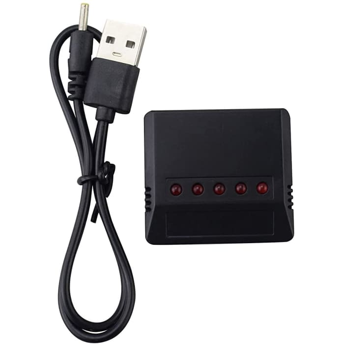5 in 1 Caricatore Adattatore + 5 x batterie al Litio 3.7V 380mAh 25C per Tera Mini quadriccottero Hubsan X4 H107C H107D.