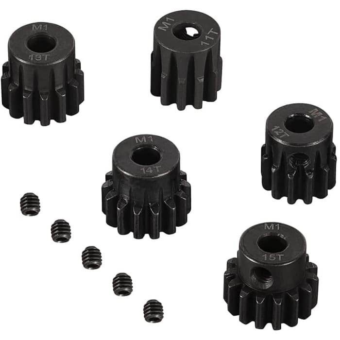 5 Pezzi Pignoni 11T 12T 13T 14T 15T M1 5mm Shaft Gear Module Pinion per Motore Brushless 1:8 1/8 RC Monster/Buggy/Camion.